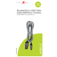Zenith PM1006MCBB Braided Micro-B to USB A Cable, 6-feet, Black