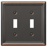 Amerelle Chelsea 149TTDB Wallplate, 4-7/8 in L, 4-15/16 in W, 2 -Gang, Steel, Aged Bronze