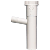 Plumb Pak PP66-4W Dishwasher Tailpiece, 1-1/2 X 8 in, 3/4 in (7/8 in Od) Branch, Plastic, 1.5" x 8" , White