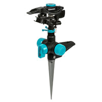 Gilmour 821933-1001 Circular Sprinkler-Adjustable (5,800 sq. ft.), Medium Duty Circula Spike, Black/Aqua