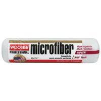 WOOSTER R523-9 Roller Cover, All Paints Paint, 3/8 in Thick Nap, Microfiber Cover, Green