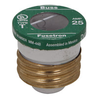 Bussmann BP/T-25 Plug Fuse, 20 A, 125 V, 10 kA Interrupt, Plastic Body, Time Delay Fuse