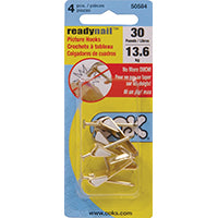 OOK 50584 Picture Hanger, 30 lb, Steel, Brass, Gold