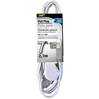 PowerZone Extension Cord, 16 AWG Cable, 7 ft L, 13 A, 125 V, White