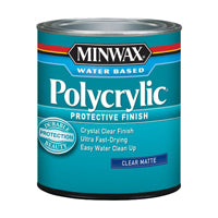 Minwax Polycrylic 222224444 Protective Finish, Matte, Liquid, 0.5 pt