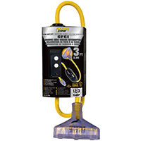 PowerZone ORG320803 Outlet Adapter, 3 ft Cable, 3 ft L, 15 A, 125 V, Yellow