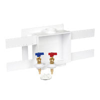Oatey Quadtro 38528 Washing Machine Outlet Box, 1/2 in Connection, Brass/Polystyrene, White