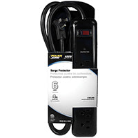 PowerZone OR802225 Surge Protector Tap Strip, 125 V, 15 A, Black