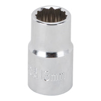 Vulcan MT6529119 Drive Socket, 13 mm Socket, 1/2 in Drive, 12-Point, Chrome Vanadium Steel, Chrome