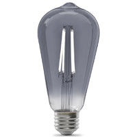 Feit Electric Vintage Exposed Filament Smoke Glass LED ST19 with a Medium E26 Base Light Bulb - 25W Equivalent - 10 Year Life - 200 Lumen - 5000K Dayllight - Dimmable | Original Vintage