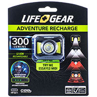 LIFE+GEAR 41-3919 300-Lumen USB-Rechargeable Headlamp, Black, Regular