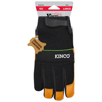 Kinco 102 Premium Grain Goatskin and Synthetic Hybrid with Pull-Strap Work Gloves– Durable and Lightweight - For Indoors and Outdoors – Extra Large