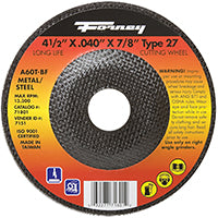 Forney 71801 Cut-Off Wheel with 7/8-Inch Arbor, Metal Type 27, A60T-BF, 4-1/2-Inch-by-0.040-Inch