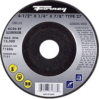 Forney 71886 Grinding Wheel with 7/8-Inch Arbor, Aluminum Type 27, AC46-BF, 4-1/2-Inch-by-1/4-Inch