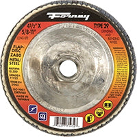 Forney 71932 Flap Disc, Type 29 Blue Zirconia with 5/8-Inch-11 Threaded Arbor, 80-Grit, 4-1/2-Inch