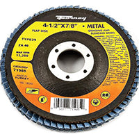 Forney 71985 Flap Disc, Type 29 Blue Zirconia with 7/8-Inch Arbor, 40-Grit, 4-1/2-Inch