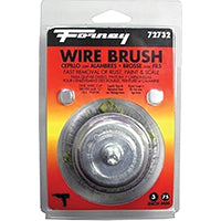 Forney 72732 Wire Cup Brush, Fine Crimped with 1/4-Inch Hex Shank, 3-Inch-by-.008-Inch