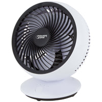 PowerZone QT-U608C Oscillating Table Fan, USB, White, 6In