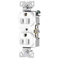 Eaton Wiring Devices TRBR15W-BXSP Duplex Receptacle, 2 -Pole, 15 A, 125 V, Back, Side Wiring, NEMA: 5-15R, White