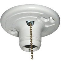 ALLIED MOULDED PRODUCTS LH-12P LAMPHOLDER 3IN PULL CRD, White/Brass