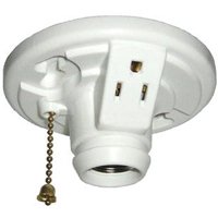 Allied Moulded Steel Lampholder w/Outlet & Pull Chain 1 pk LH-13P