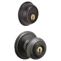 Georgian Single Cylinder Entrance Knobset Finish: Aged Bronze