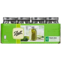 Ball 67000 Mason Jar, 32 oz Capacity, Glass/Metal, Silver Cap/Lid