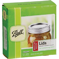 Ball 1440032000 Canning Jar Lid, 2.4 oz Capacity, Steel, Silver Cap/Lid