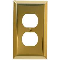 Amerelle 163DBR Receptacle Wallplate, 4-5/16 in L, 2-7/8 in W, 1 -Gang, Steel, Polished Brass