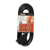CCI 2451 Extension Cord, 14 AWG Cable, 25 ft L, 15 A, 125 VAC, Black