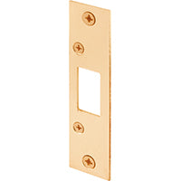 Defender Security E 2432 Deadbolt Strike, 4-7/8 in L, 1-1/8 in W, Steel, Brass