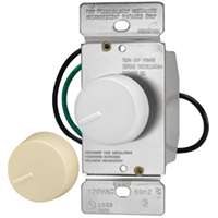 Eaton Wiring Devices RI06P-VW-K2 Rotary Dimmer, 120 V, 600 W, Halogen, Incandescent Lamp, 3-Way, Ivory/White