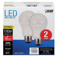 Feit Electric A1600/850/10KLED/2 LED Lamp, General Purpose, A19 Lamp, 100 W Equivalent, E26 Lamp Base, White