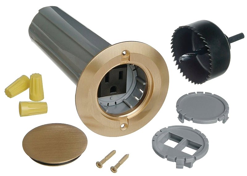 Thomas & Betts E971FBDI-2 Drop in Floor Box Kit with Solid Brass Cover, 12 CUIN Capacity, Metallic