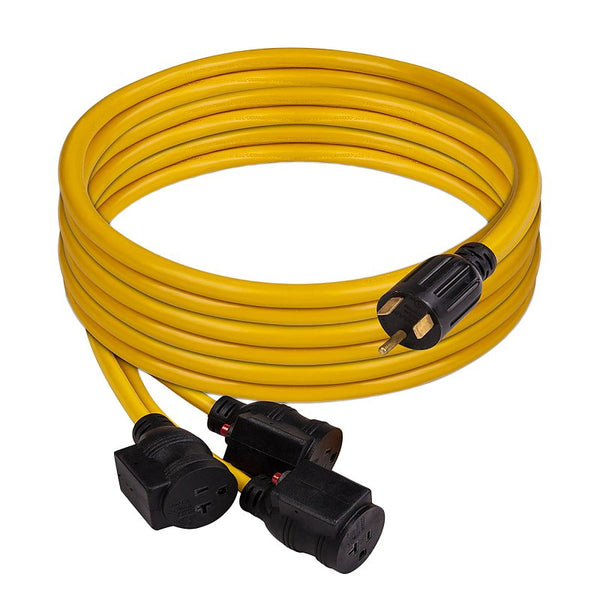 Firman 1101 Power Cord TT-30P to 3 x 5-20R 25ft Extension 10 AWG and Storage Strap