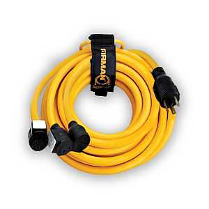 Firman 1105 30 Amp Generator Power Cord (L5-30P to 3x5-20R), Black