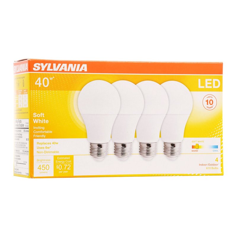 Syl 6w Led A-Shaped Size 4ct Sylvania 6w A Shaped Led 4pk