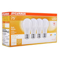 Ledvance SYLVANIA LED Light Bulb, 75W Equivalent A19, Efficient 12W, Medium Base, Frosted Finish, 1100 Lumens, Soft White - 4 Pack (78097)
