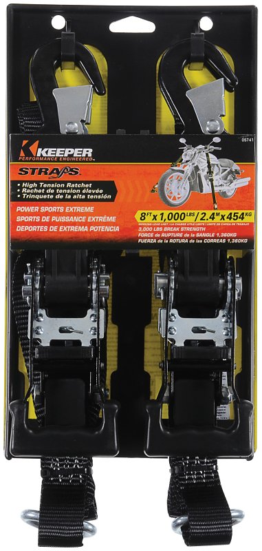 Keeper 05741 Power Sports Extreme 8' x 1-1/4" Ratchet Tie-Down, 2 Pack