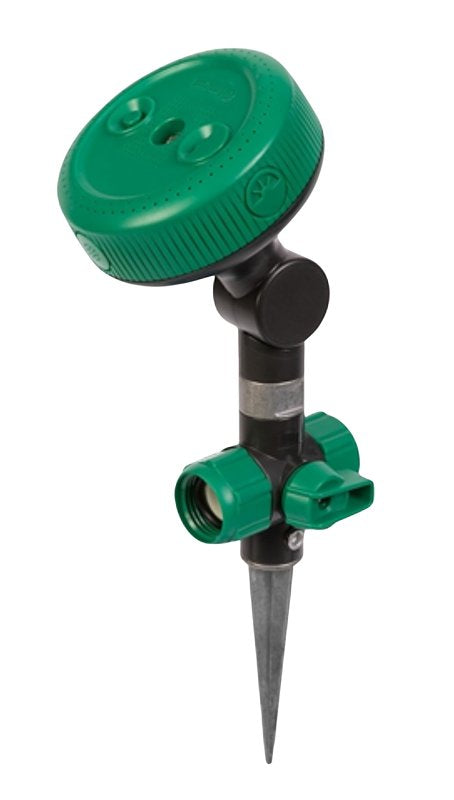 Gilmour 813463-1003 Pivoting Multi-Pattern Sprinkler Spike with On/Off Switch, Spruce