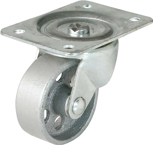 Shepherd Hardware 9782 4-Inch Cast Iron Swivel Plate Caster, 500-lb Load Capacity,Silver