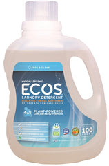 ECOS Laundry Detergent Liquid, 100 Loads - Dermatologist Tested Laundry Soap - Hypoallergenic, EPA Safer Choice Certified, Plant-Powered - Free & Clear, 100 Fl Oz 9889/04