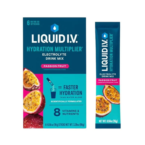 Liquid I V Hydration Multiplier, Electrolyte Drink Mix Passion Fruit, 6 Count LVM6002