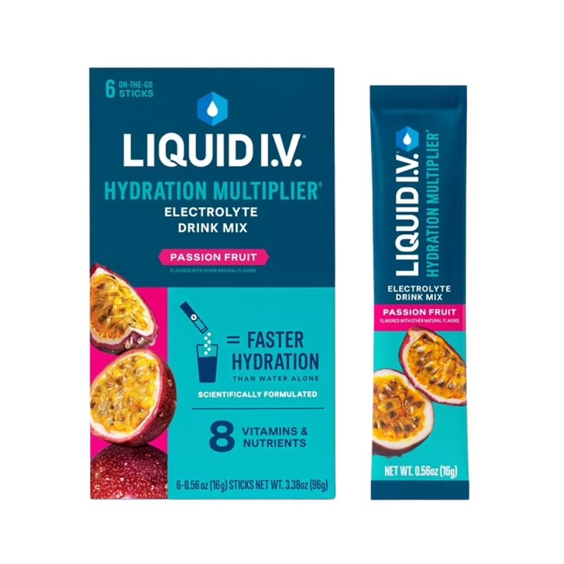 Liquid I V Hydration Multiplier, Electrolyte Drink Mix Passion Fruit, 6 Count