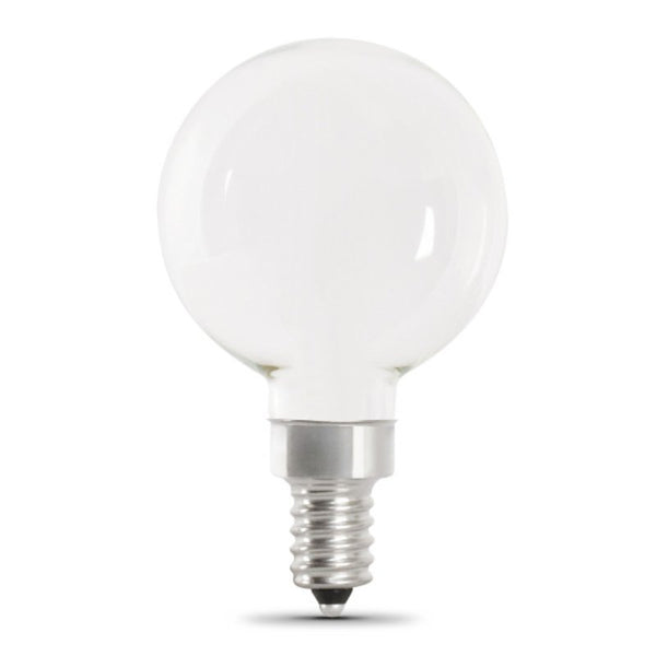 Feit Electric BPG1660W927CAFIL2 60W Equivalent G16.5 E12 Candelabra Dimmable Filament CEC 90 CRI White Glass LED Light Bulb Soft White - Pack of 2