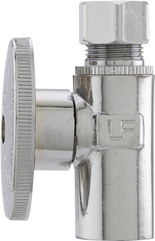 Plumb Pak PP62PCLF 1/4 Turn Straight Shut-Off Valve, 1/2 X 3/8 in, Sweat X Od, Brass Body, Chrome Plated