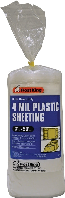 THERMWELL Products Frost King P350CW Polyethylene Sheeting, 50 ft L, 3 ft W, Clear
