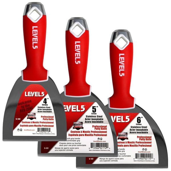 LEVEL5 Stainless Steel Joint Knife 3-Pack w/ Soft Grip Handle 5-651