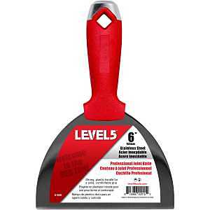 6" Stainless Steel Drywall Joint Knife - LEVEL5 | Pro-Grade | Metal Hammer End | Sheetrock Gyprock Plasterboard Mud | 5-506