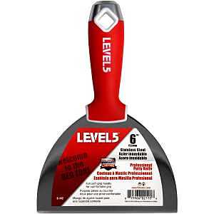 6" Soft-Grip Stainless Steel Drywall Joint Knife - LEVEL5 | Pro-Grade | Comfortable Finishing Hand Tool | Metal Hammer End | Sheetrock Gyprock Plasterboard Mud | 5-142